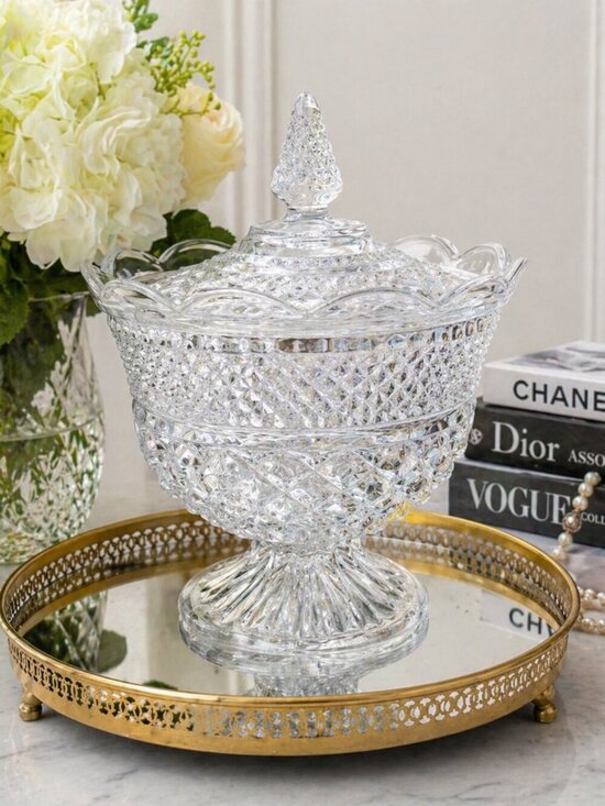Wexford Other - Vintage Anchor Hocking Wexford Lidded Compote Dish Pedestal Candy Bowl 10"